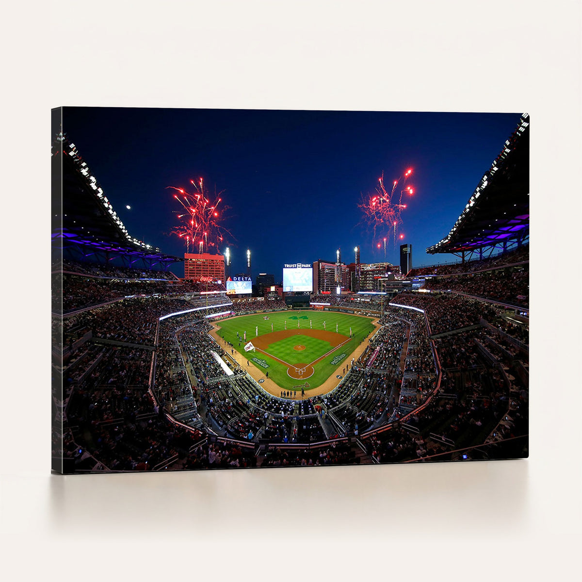 50582-MGV-CV-24X16 - Truist Park Atlanta Braves Baseball Stadium Wall Art Print | Large 3 Panel Canvas