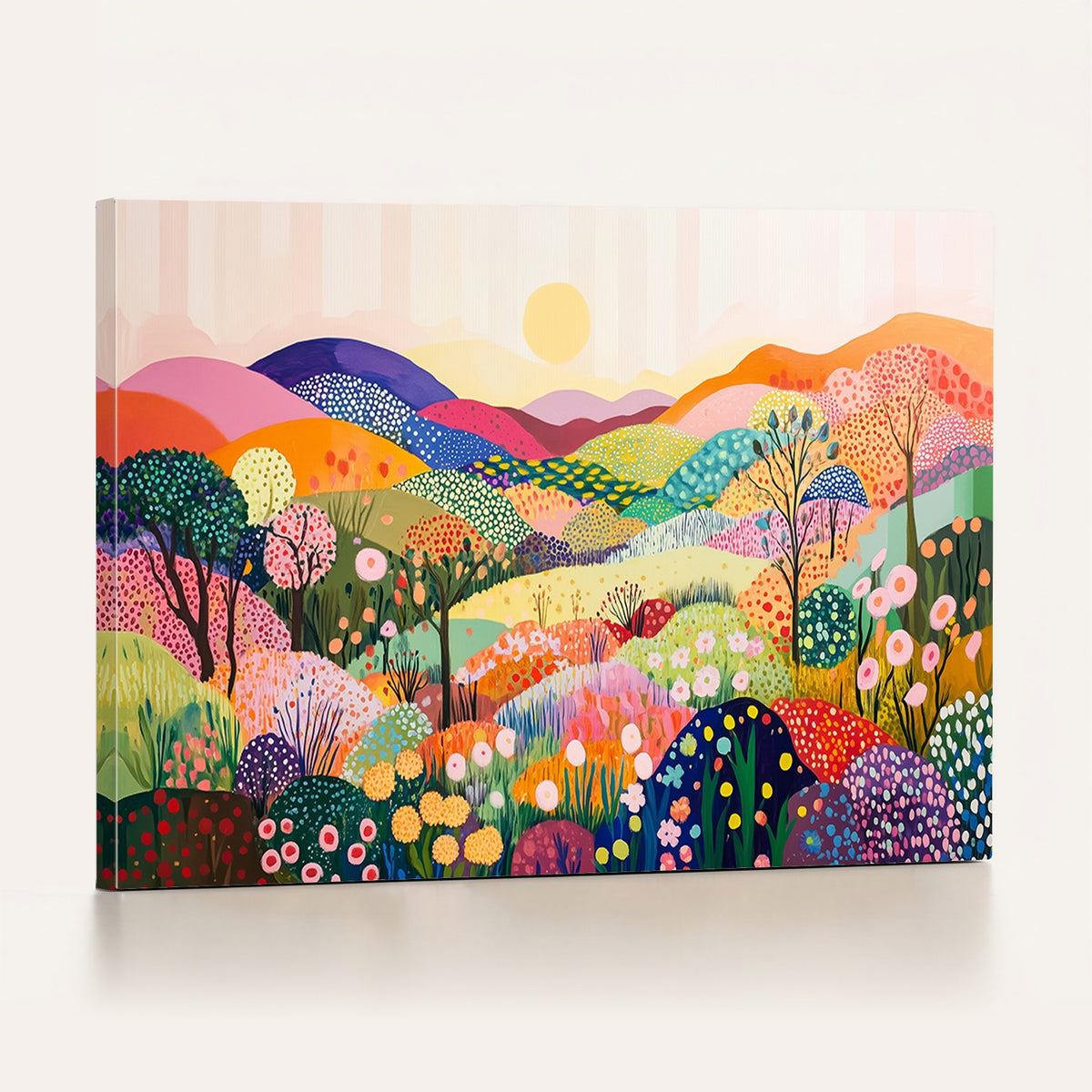 63198-MGV-CV-24X16 - Yayoi Kusama 1986 Wall Art Print, Yayoi Kusama Wabi Sabi Japanese Abstract Landscape Canvas