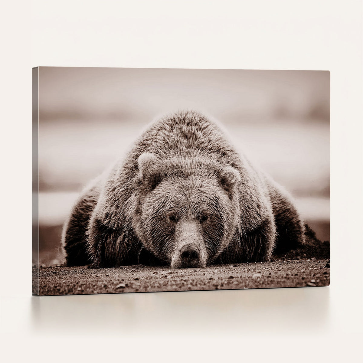 20611-MGV-CV-24X16 - Grizzly Bear Wall Art Print, Bear Canvas Wall Art, Rustic Decor