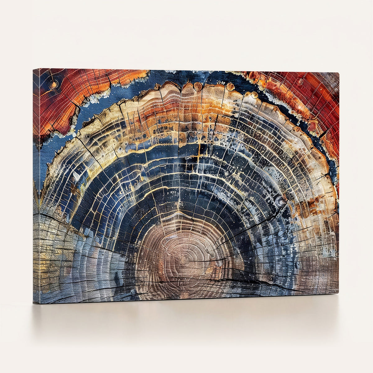 60292921-MGV-CV-24X16 - Tree Rings Wall Art Canvas Print, Framed Petrified Wood Modern Rustic