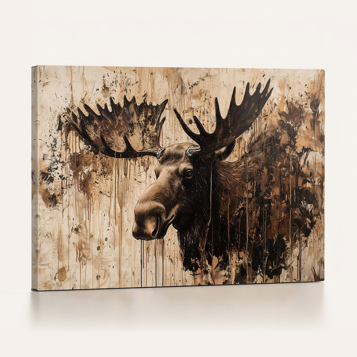 83505059-MGV-CV-24X16 - Moose Canvas Wall Art, Rustic Wildlife Painting Print