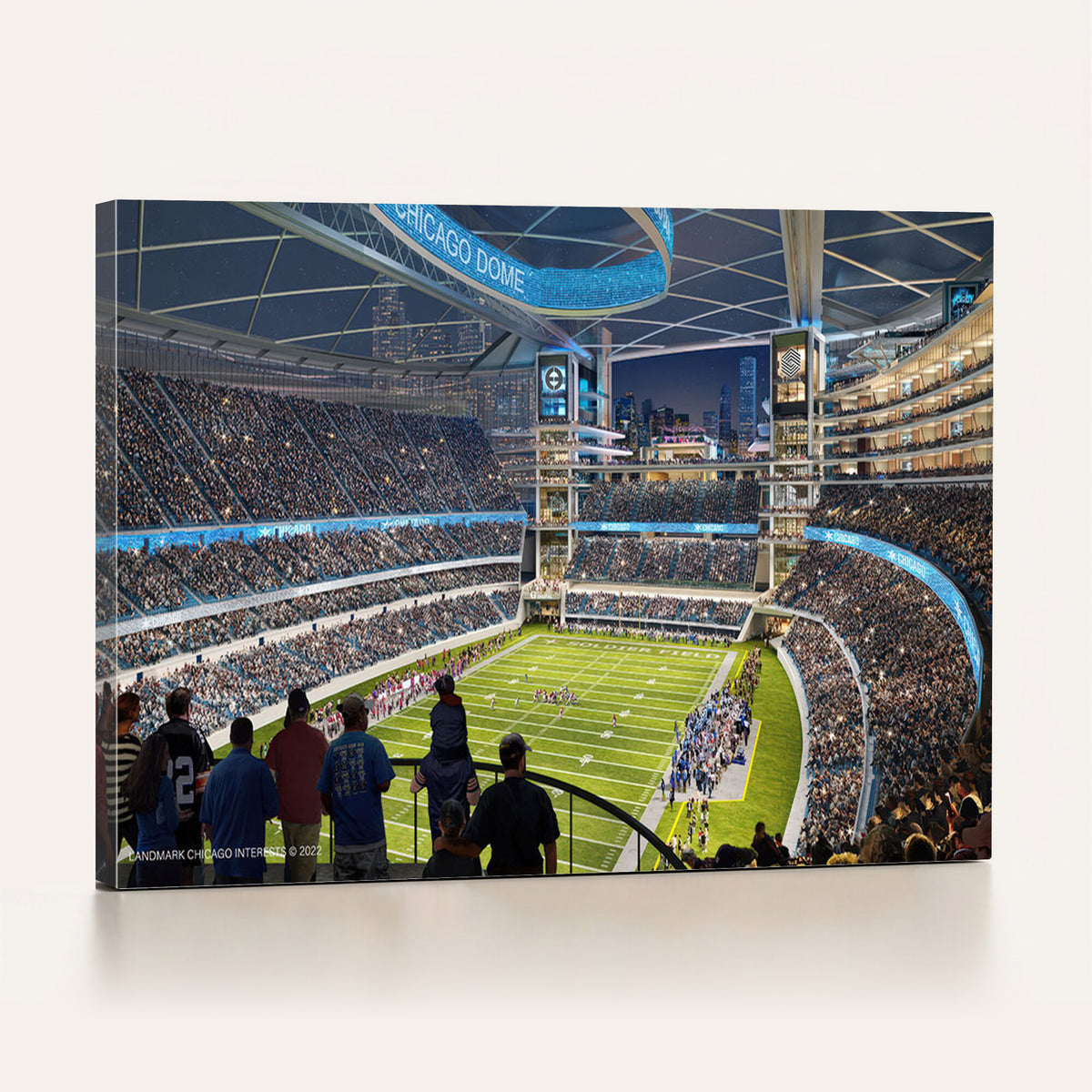 41816511-MGV-CV-36X24 - Chicago Dome Stadium Wall Art Canvas Print, Framed Modern Decor