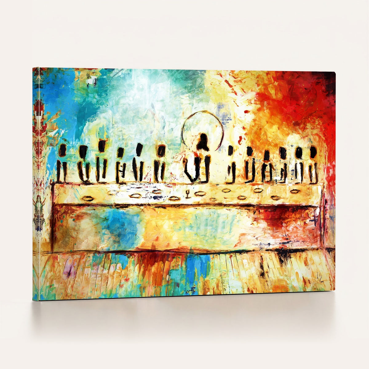 YKE34632598CR-_Poster-30x20 - Abstract Last Supper Wall Art, Jesus and Apostles Canvas Print, Religious Decor