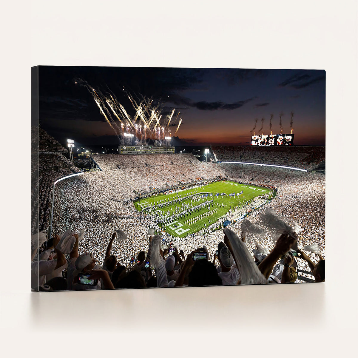 11221988-MGV-CV-36X24 - Epic Night Football Stadium Wall Art Canvas Print, Fireworks and Crowd
