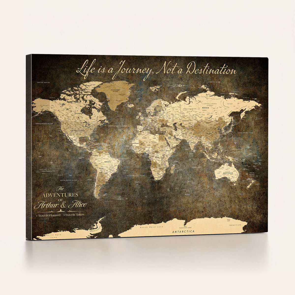 75877068-MGV-CV-36X24 - Custom Push Pin Travel Map Canvas Print, Couples Countries Visited Map, Bedroom and Study Decor