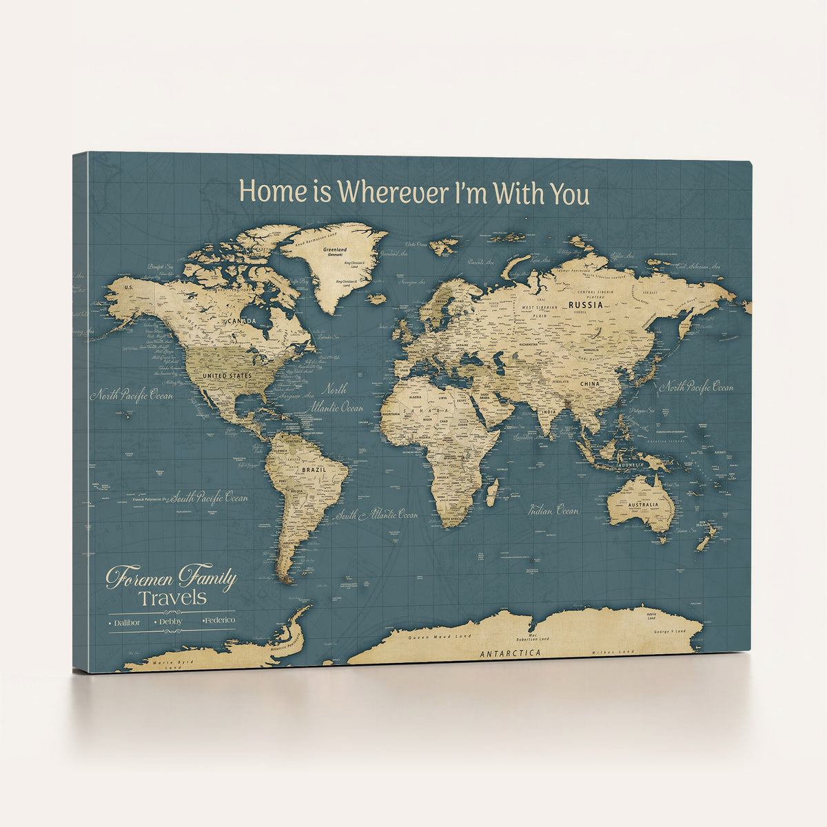15936891-MGV-CV-36X24 - Custom Push Pin World Map Wall Art Canvas Print | Personalized Travel Tracker with Pins Framed Large for Home and Office Decor