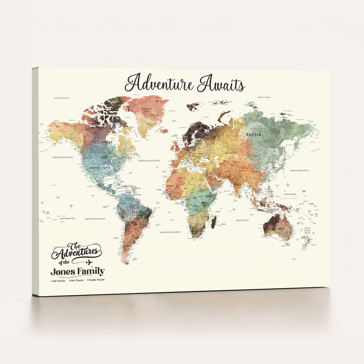 73360781-MGV-CV-36X24 - Custom Push Pin World Map Wall Art Canvas Print | Personalized Travel Tracker - NEWMAP-7