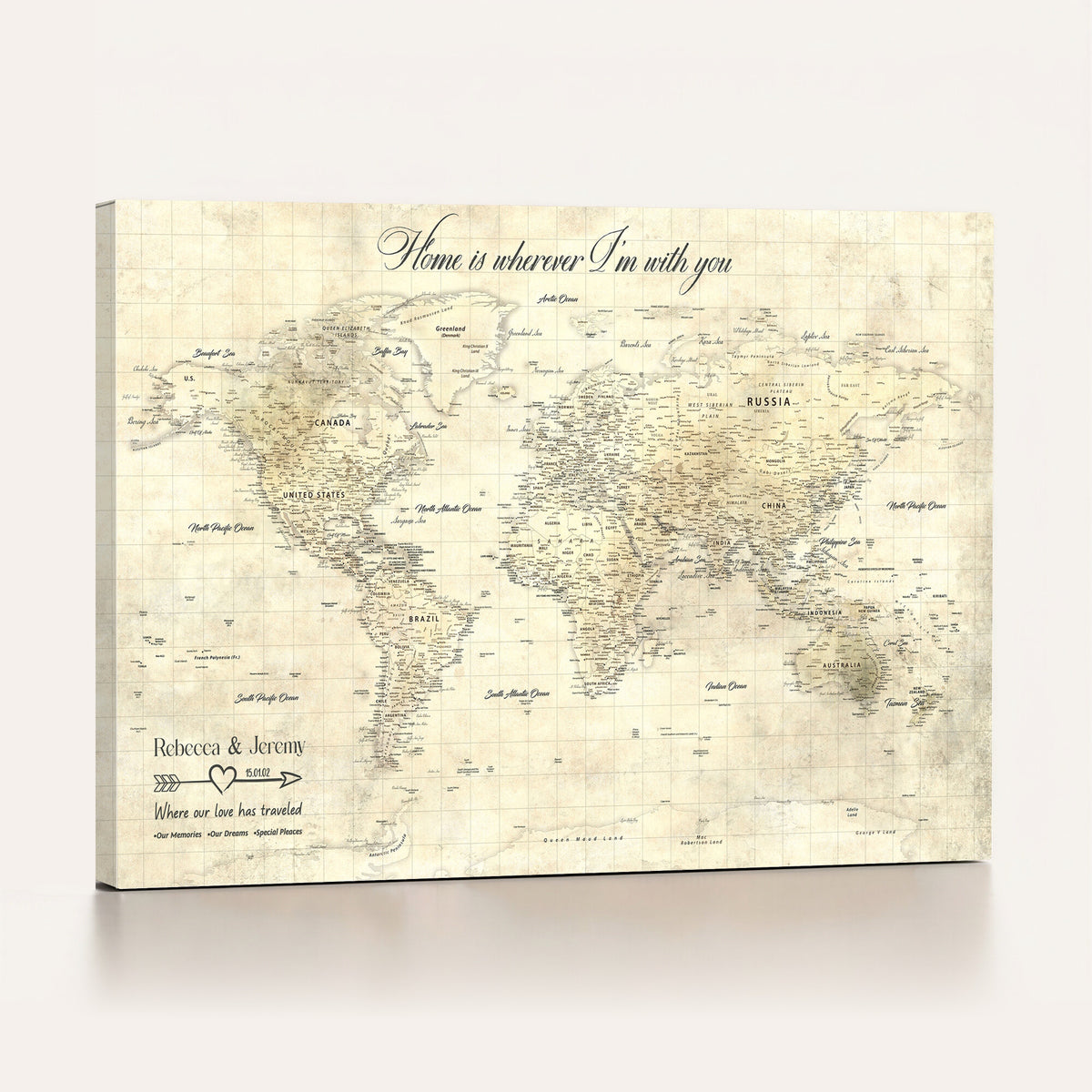 30705590-MGV-CV-36X24 - Custom Push Pin World Map Wall Art Canvas Print | Personalized Travel Tracker with Pins Framed Large for Home and Office Decor
