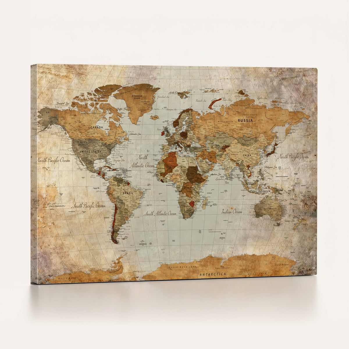 74176056-MGV-CV-36X24 - World Map Wall Art Canvas Print, Modern Decorative Framed Map Artwork Prints for Living Room, Office, Bedroom Wall Decor