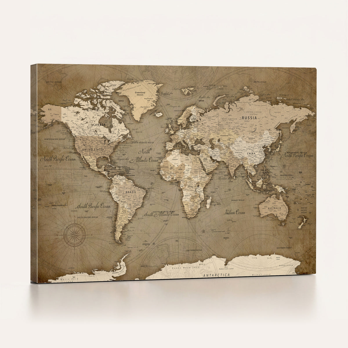 82314635-MGV-CV-36X24 - World Map Wall Art Canvas Print, Modern Decorative Framed Map Artwork Prints for Living Room, Office, Bedroom Wall Decor
