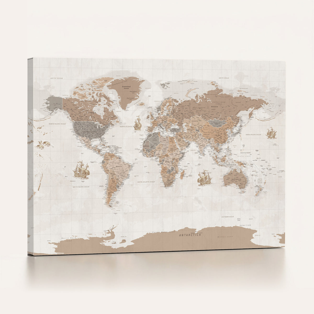 85057279-MGV-CV-36X24 - Framed Large World Map Canvas Print for Office Decor