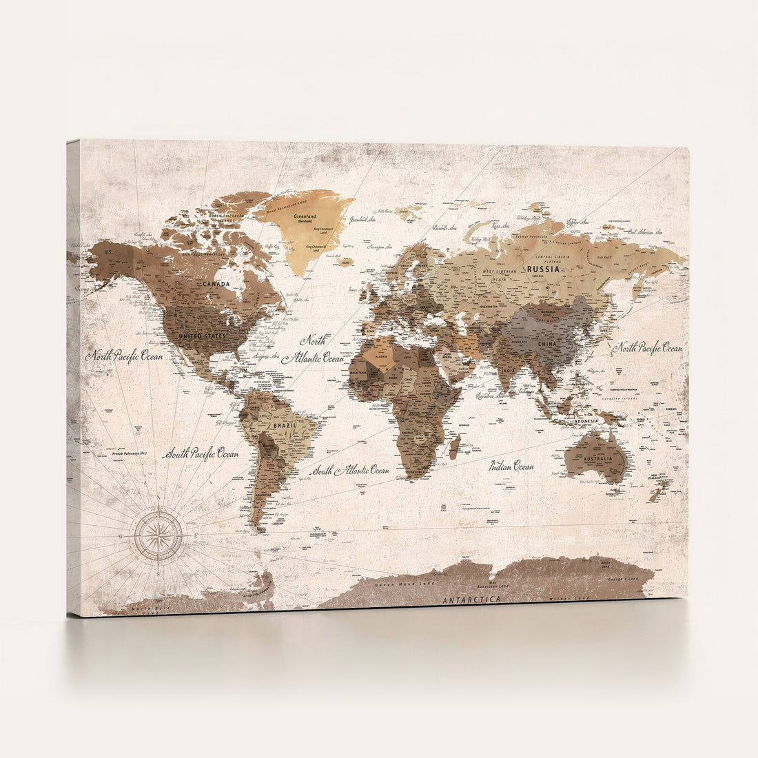 Modern World Map Canvas Print | Framed Travel Map Wall Art