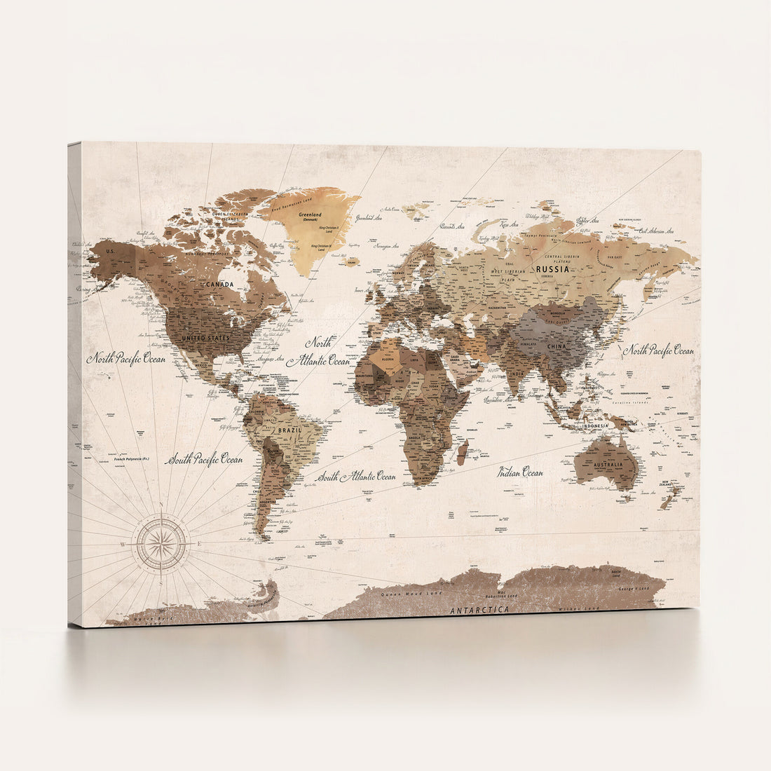 World Map Canvas Print | Framed Detailed Map of the World Wall Art