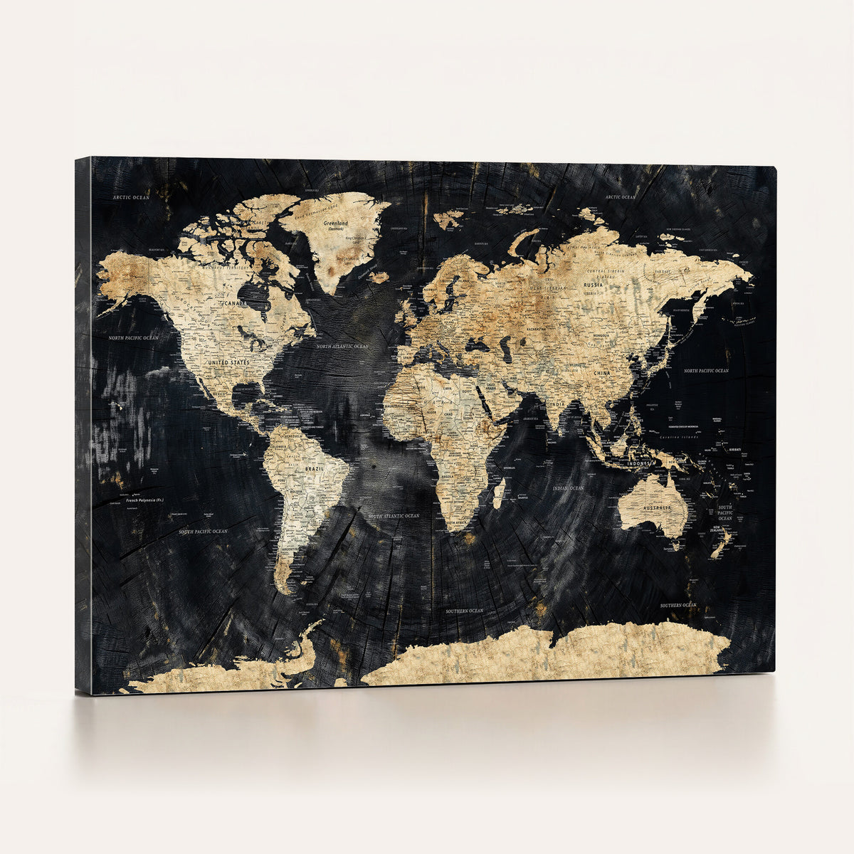 45535041-MGV-CV-36X24 - Framed Large World Map Wall Art Canvas Print for Living Room