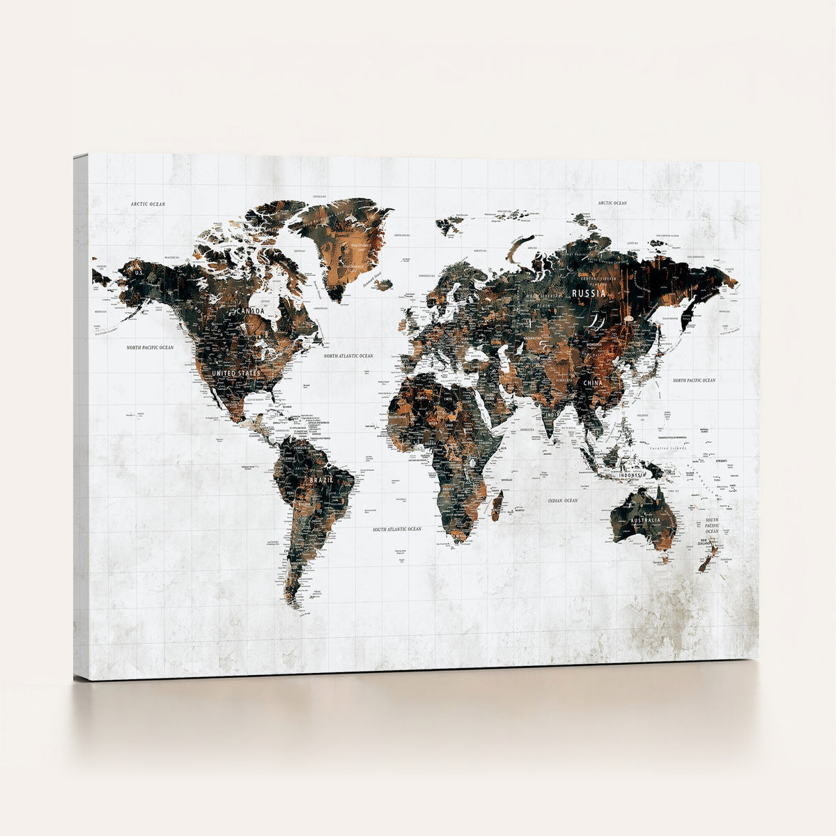 60008766-MGV-CV-36X24 - Large World Map Canvas Print – Framed Travel Map Wall Art