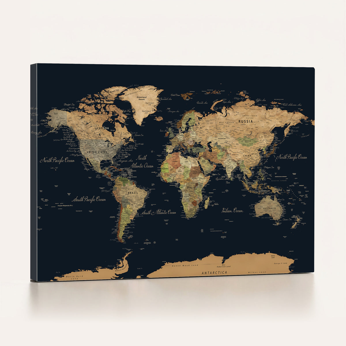 94449133-MGV-CV-36X24 - Vintage World Map Canvas on the Dark Background Wall Art