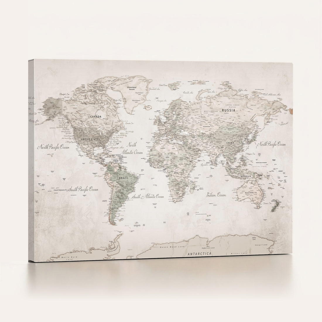 Antique Style World Map Canvas Print | Vintage Detailed World Map Art for Travel Lovers