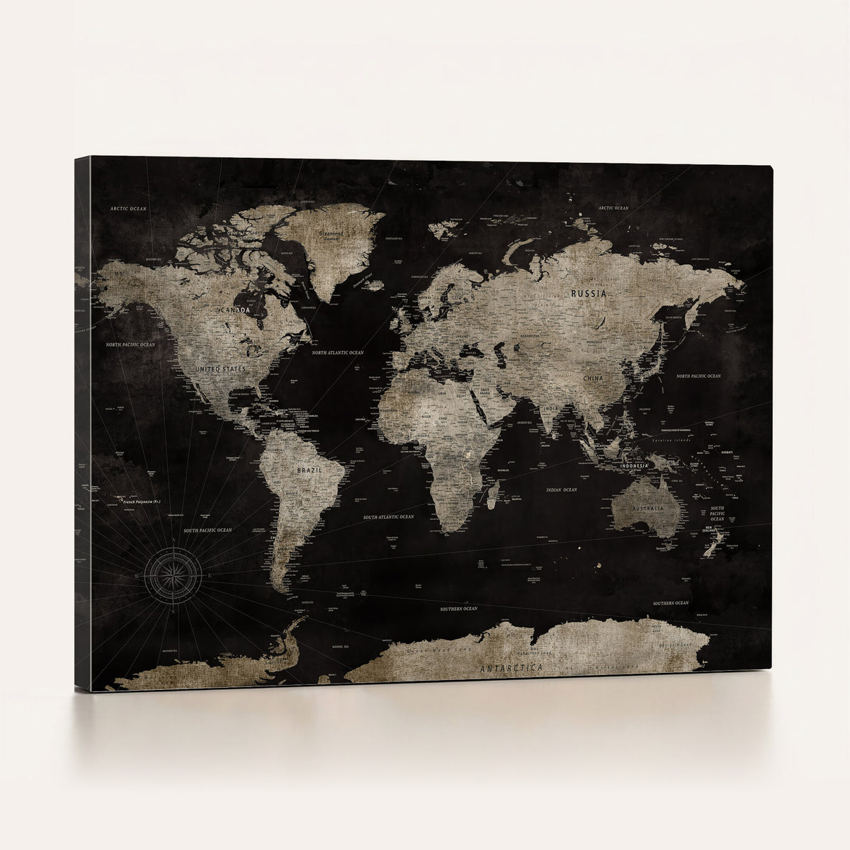 56225956-MGV-CV-36X24 - Detailed World Map Wall Art Print - Large Framed World Map
