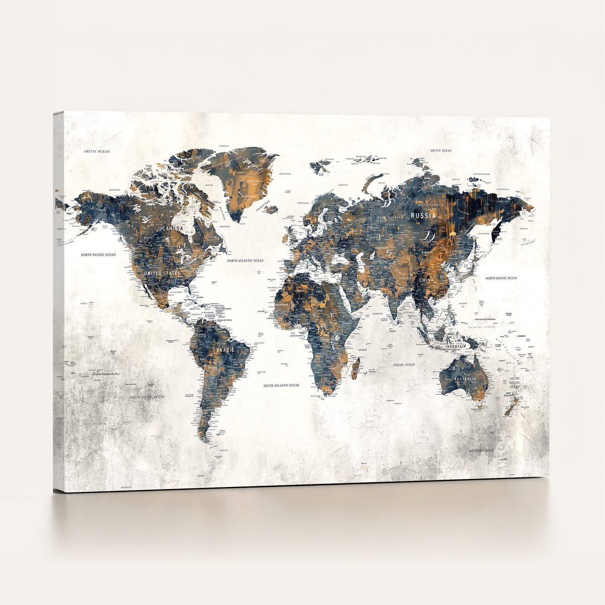 52451147-MGV-CV-36X24 - World Map Wall Art Canvas Print for Office Wall Decor
