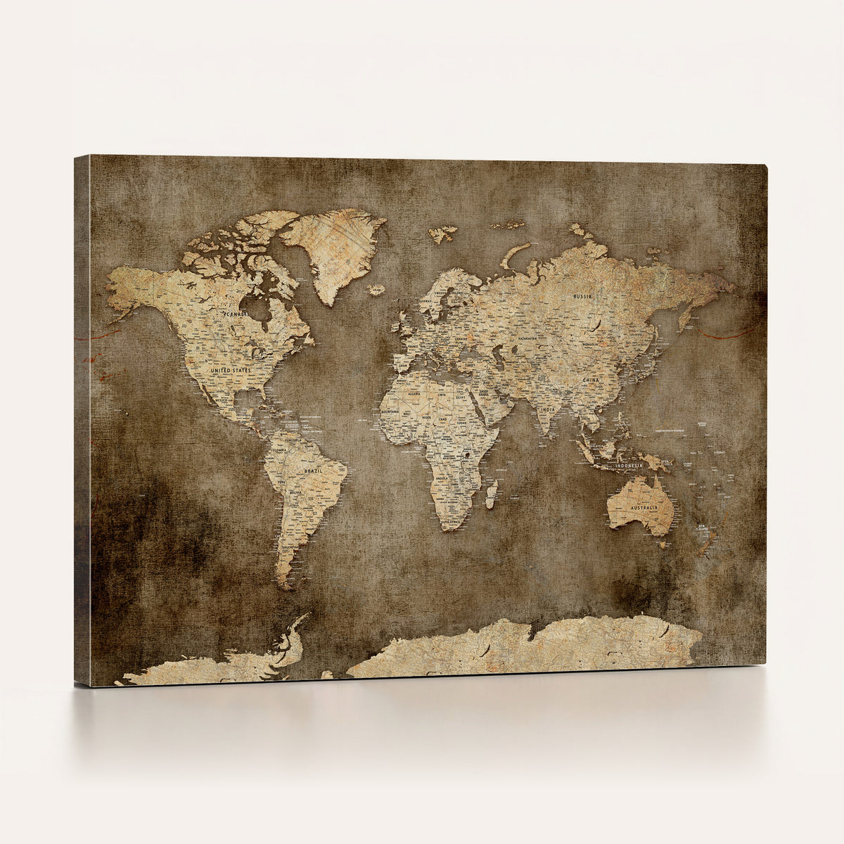 35847542-MGV-CV-36X24 - Dark Vintage World Map Canvas Wall Art Print, Antique Map