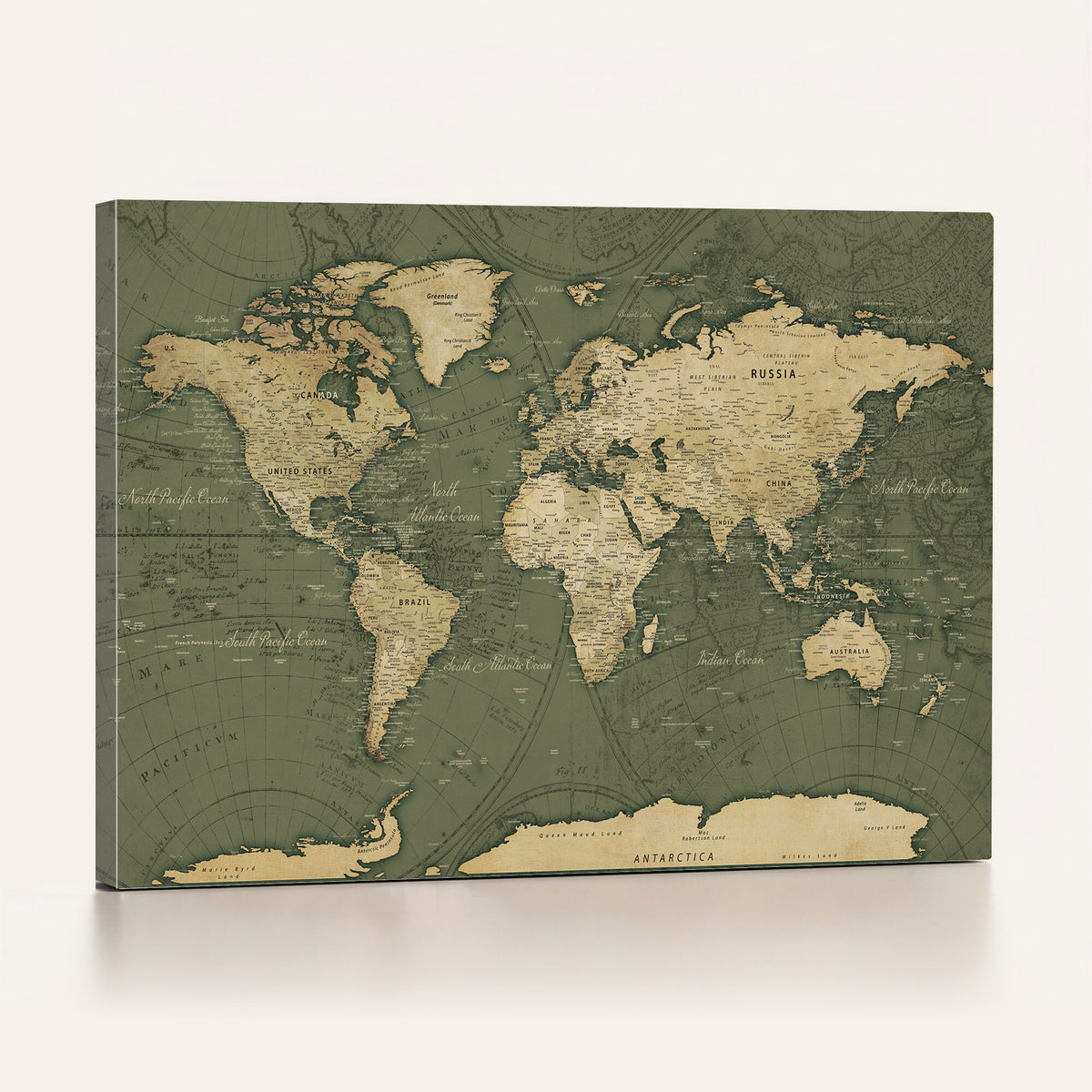75846040-MGV-CV-36X24 - Large World Map Canvas Wall Art Print for Study Room Decor -