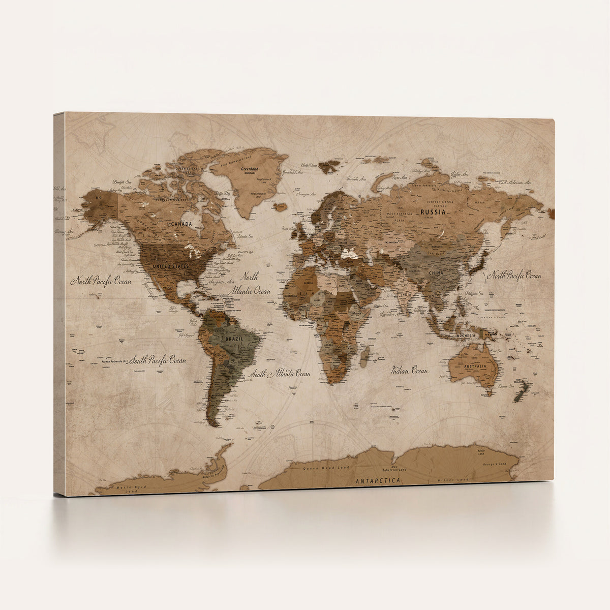40064188-MGV-CV-36X24 - World Map Wall Art Canvas Print, Modern Decorative Framed Map Artwork Prints for Living Room, Office, Bedroom Wall Decor