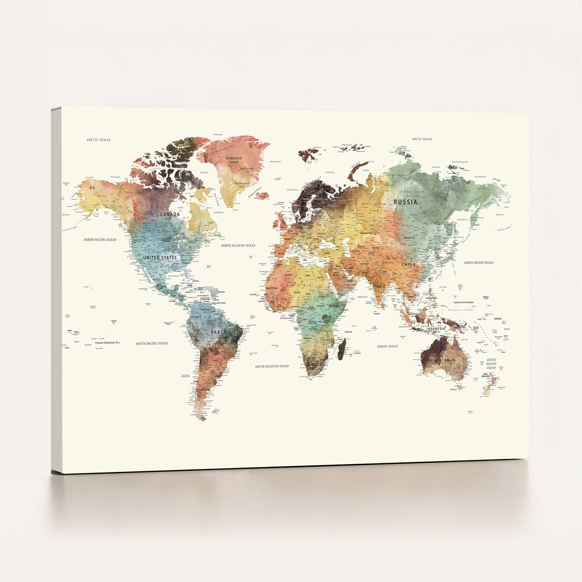 64206059-MGV-CV-36X24 - Framed World Map Wall Art Canvas Print for Living Room and Study Room