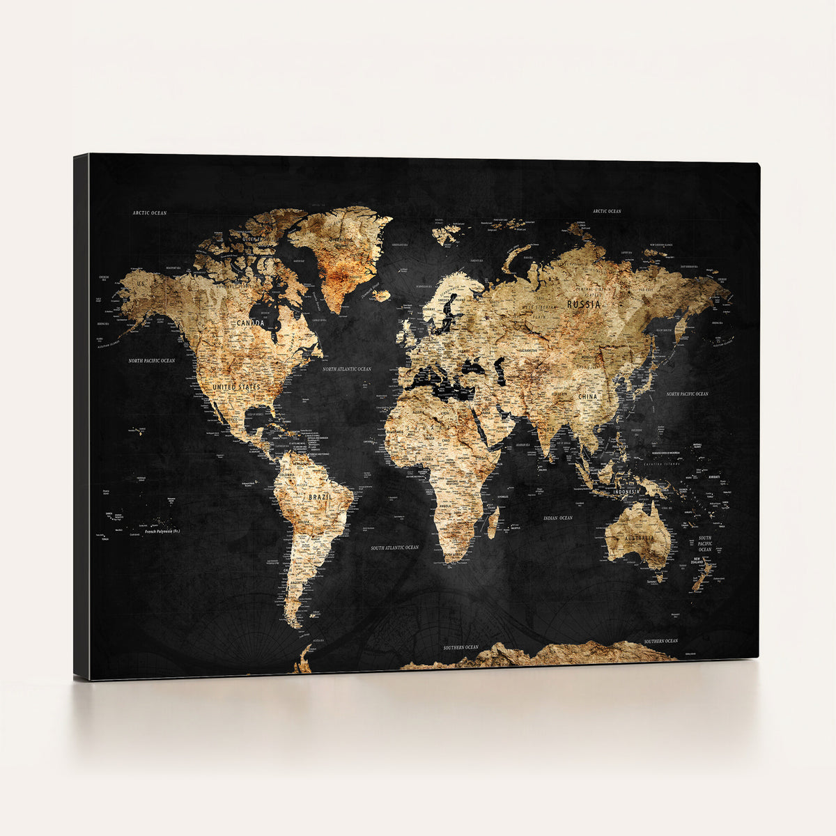 23568589-MGV-CV-36X24 - World Map Wall Art Canvas Print, Modern Decorative Framed Map Artwork Prints for Living Room, Office, Bedroom Wall Decor