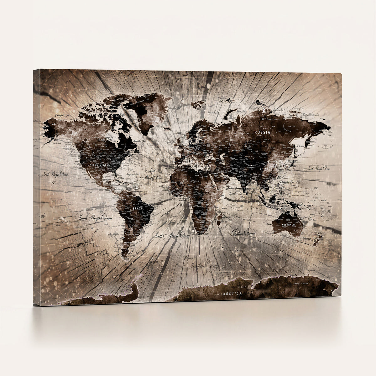 94623295-MGV-CV-36X24 - World Map Wall Art Canvas Print, Modern Decorative Framed Map Artwork Prints for Living Room, Office, Bedroom Wall Decor