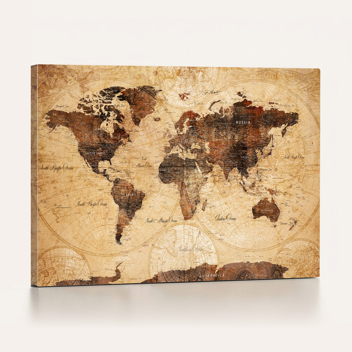 40760475-MGV-CV-36X24 - World Map Wall Art Canvas Print, Modern Decorative Framed Map Artwork Prints for Living Room, Office, Bedroom Wall Decor