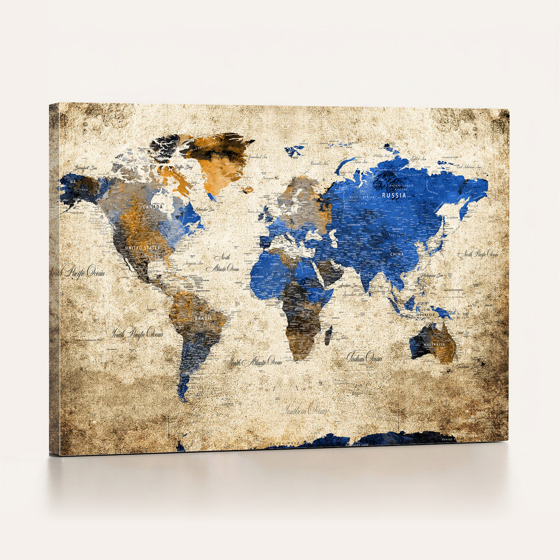 World Map Canvas Print | Colorful Abstract Travel Map, Framed Wall Art