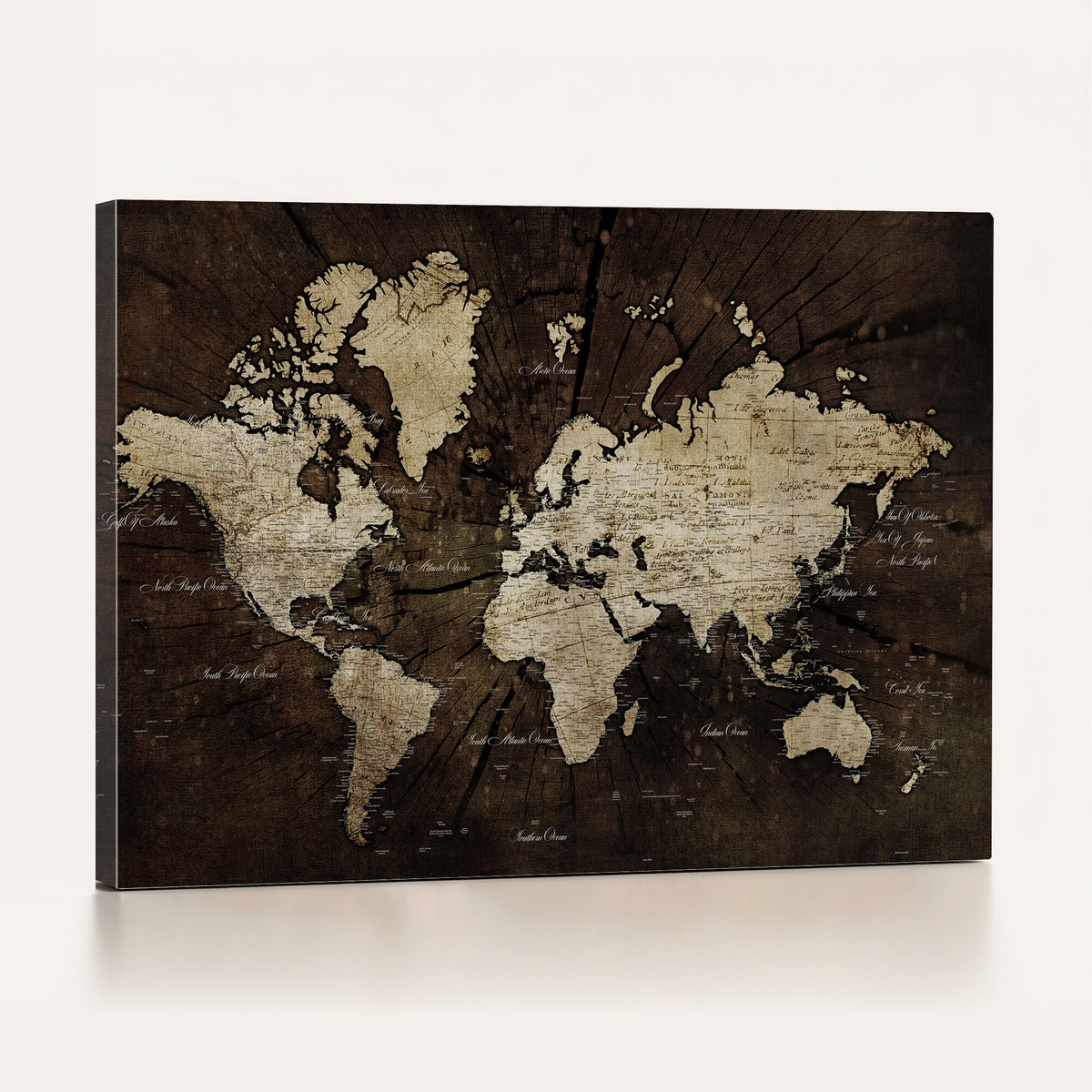 40991509-MGV-CV-36X24 - World Map Wall Art Canvas Print, Modern Decorative Framed Map Artwork Prints for Living Room, Office, Bedroom Wall Decor