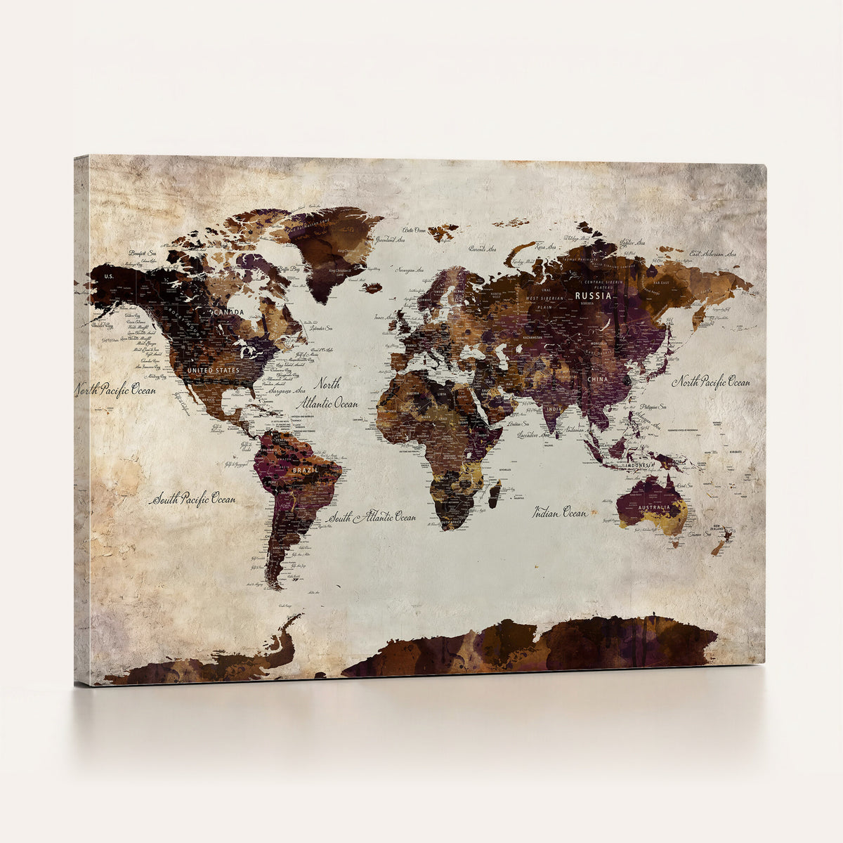 50611123-MGV-CV-36X24 - World Map Canvas Triptych | Colorful Global Wall Art for Living Rooms
