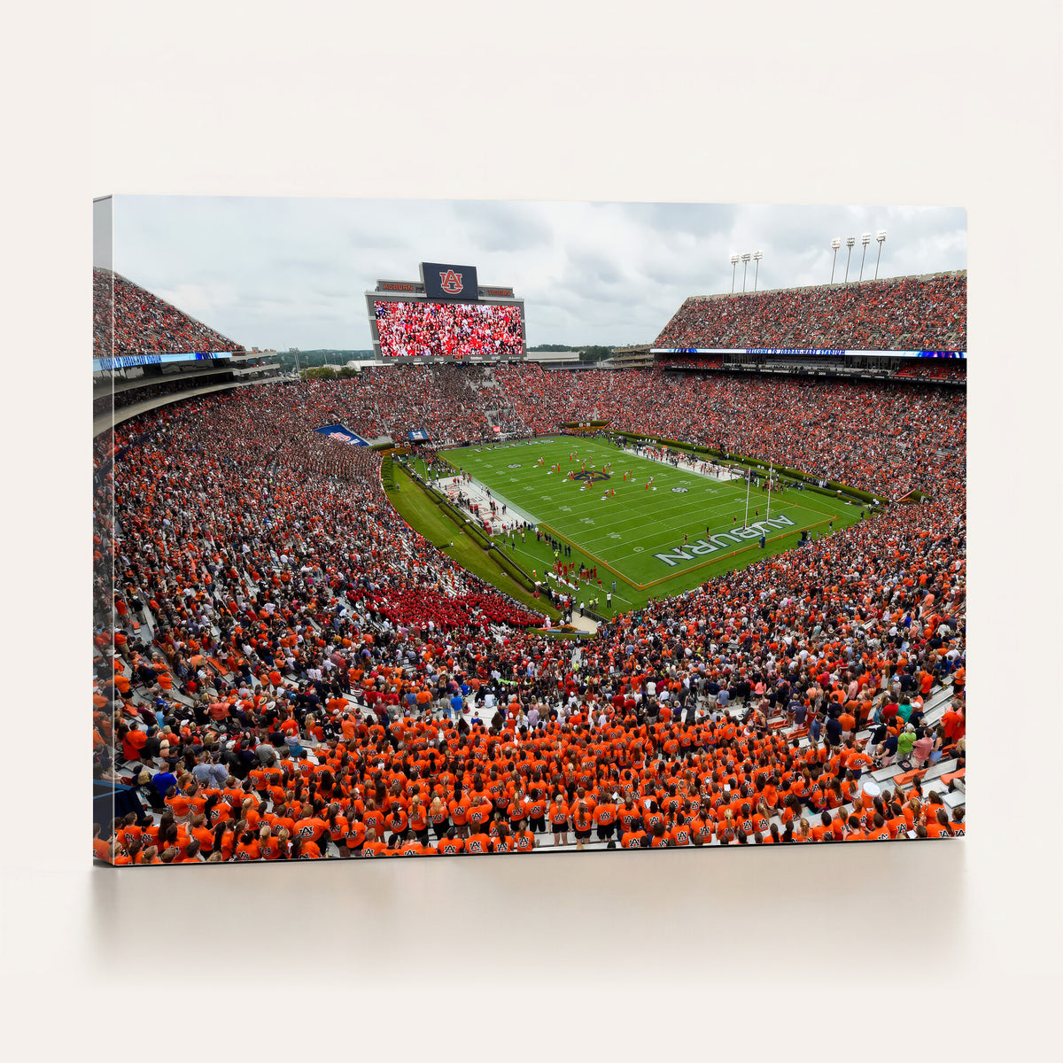 82562490-MGV-CV-36X24 - Auburn Stadium Sunset Wall Art Canvas Print, Jordan Hare Stadium Game Day Crowd, Auburn Tigers Football Artwork