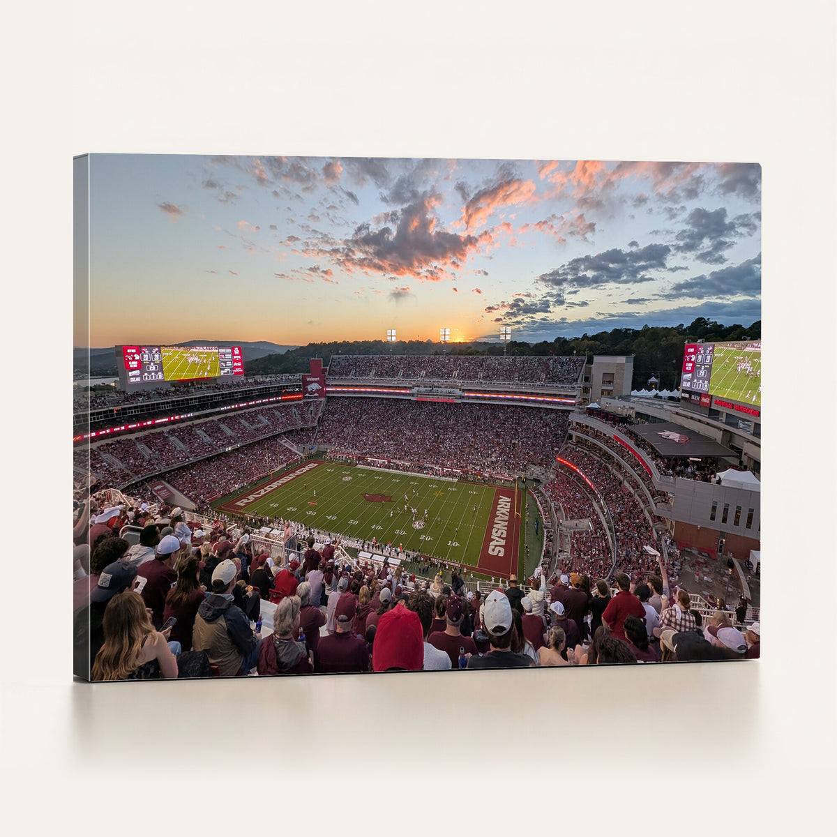 71837429-MGV-CV-36X24 - Donald W. Reynolds Razorback Stadium Wall Art Canvas Print – Arkansas Razorbacks Football Artwork for Home, Office, and Sports Room Decor