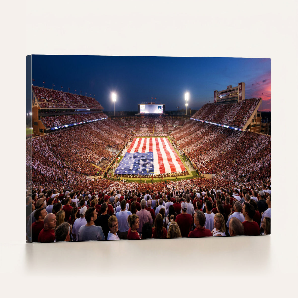 59917418-MGV-CV-36X24 - Oklahoma Memorial Stadium Wall Art Canvas Print | Oklahoma Sooners Football Artwork for Home, Office, and Sports Room Decor