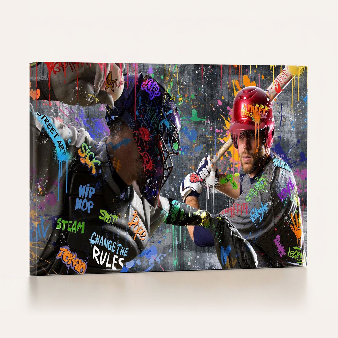 Graffiti Baseball Player Street Art Wall Art Canvas Print