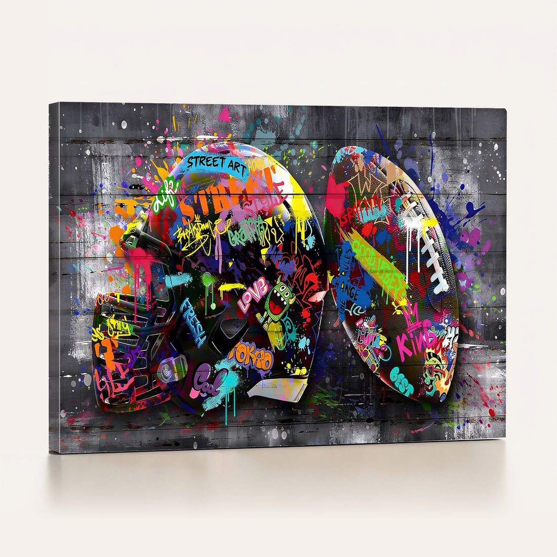 Graffiti American Football Helmet Street Art Wall Art Canvas Print