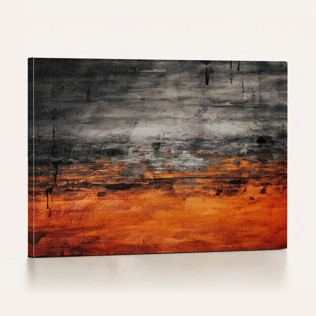 Black Orange Abstract Wall Art Canvas Print Modern Painterly Style
