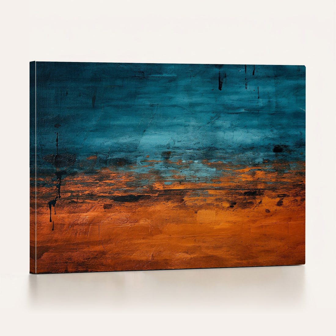 Teal Orange Abstract Wall Art Canvas Print Modern Large Statement Artwork
