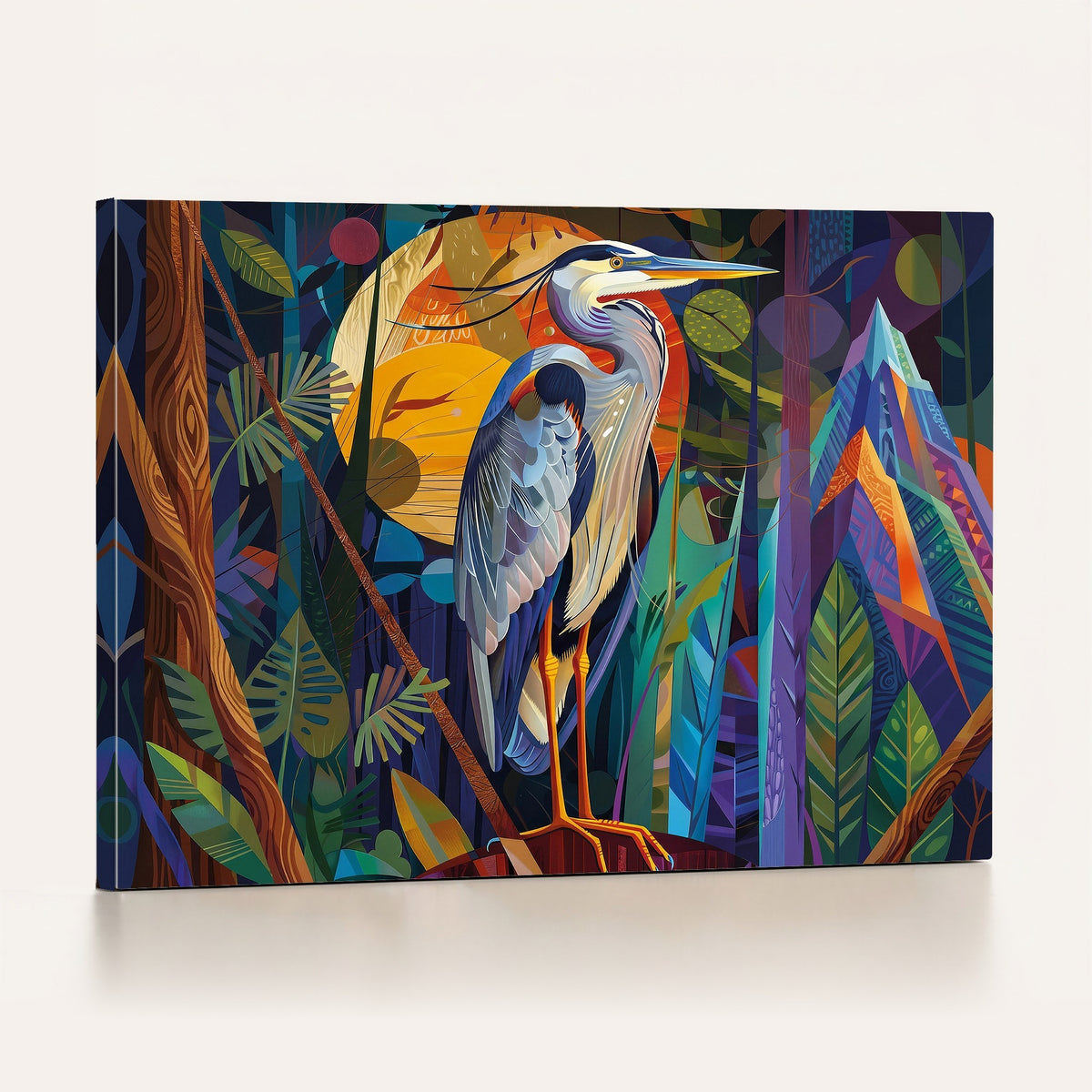 98695581-_Poster-30x20 - Colorful Heron Wall Art Canvas Print Tropical Bird Abstract