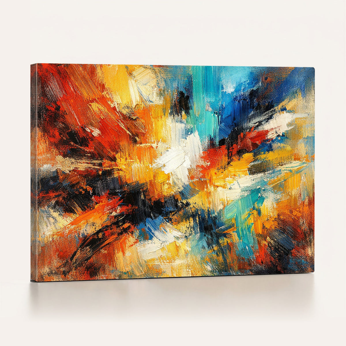 93167583-MGV-CV-24X16 - Lyrical Abstract Wall Art Canvas Print, Orange Blue Abstract