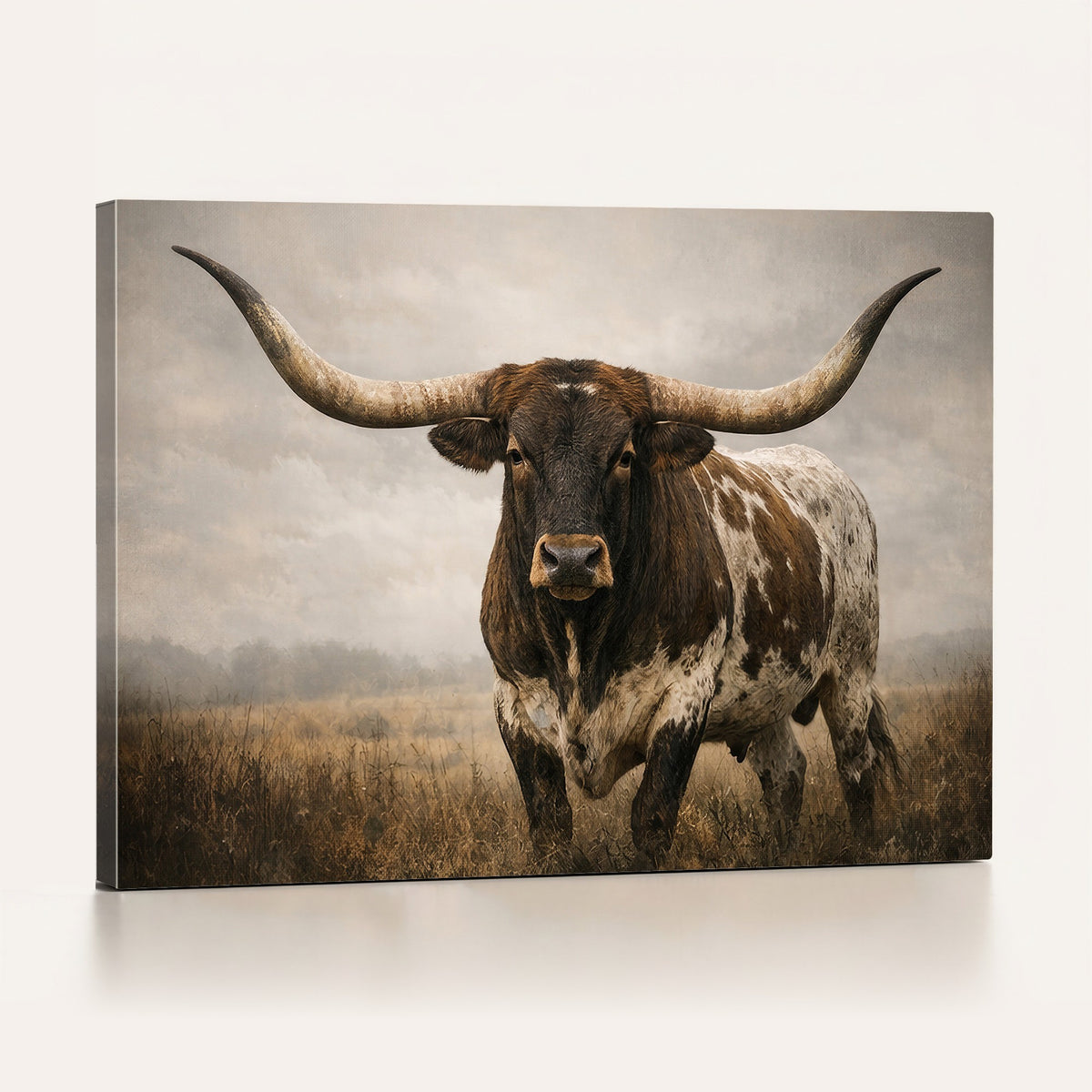 17622011L-_Poster-30x20 - Longhorn Bull Wall Art Canvas Print, Western Farmhouse Decor