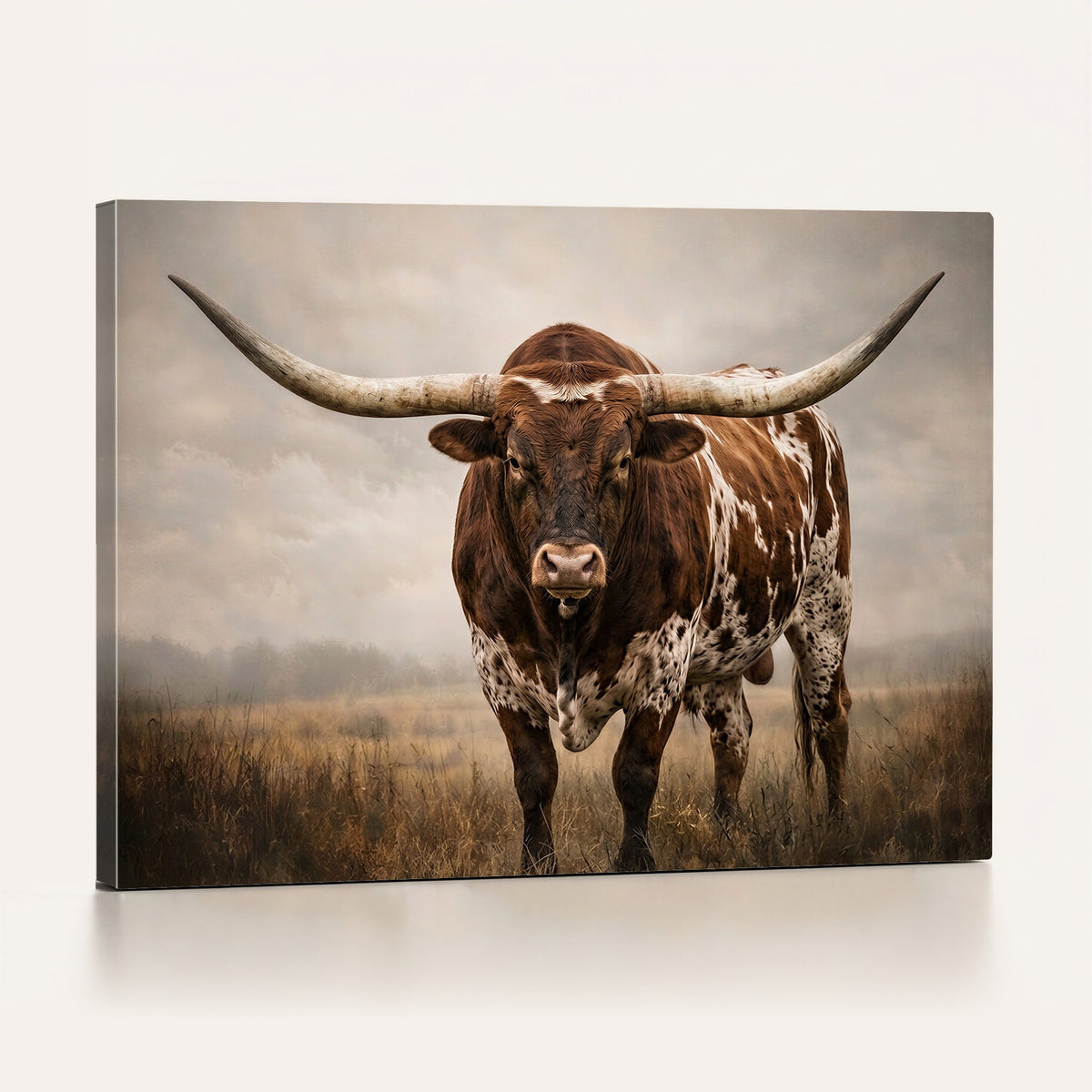 25239047-MGV-CV-24X16 - Texas Longhorn Canvas Wall Art Western Bull Desert, Bedroom Wall Decor