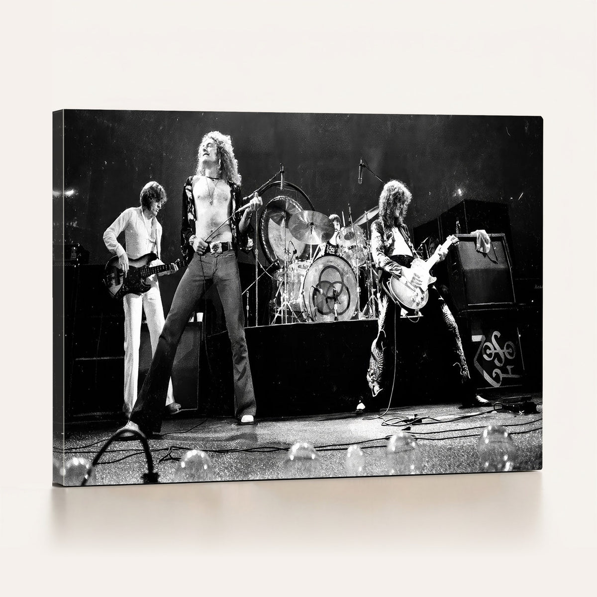87313532-MGV-CV-24X16 - Led Zeppelin Live Concert Canvas Wall Art, Classic Rock Band Photo Print