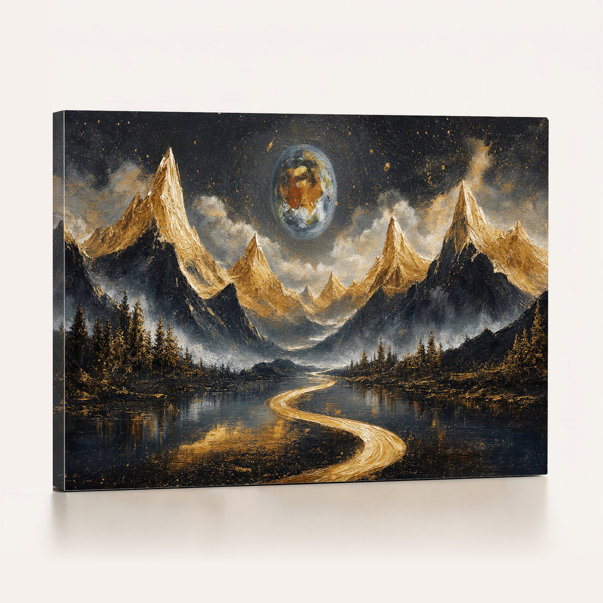 34202127-MGV-CV-36X24 - Abstract Mountain Wall Art Canvas Print Modern Landscape Painting Print