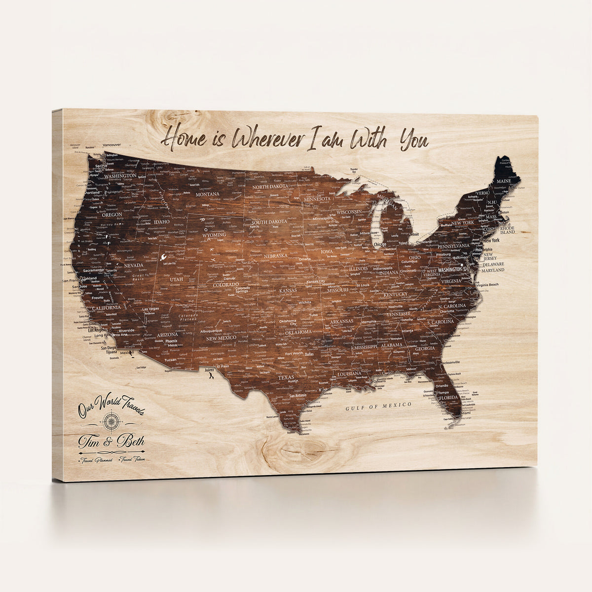16274332-_Poster-30x20 - Personalized USA Push Pin Travel Map Canvas for Adventure Wall Decor