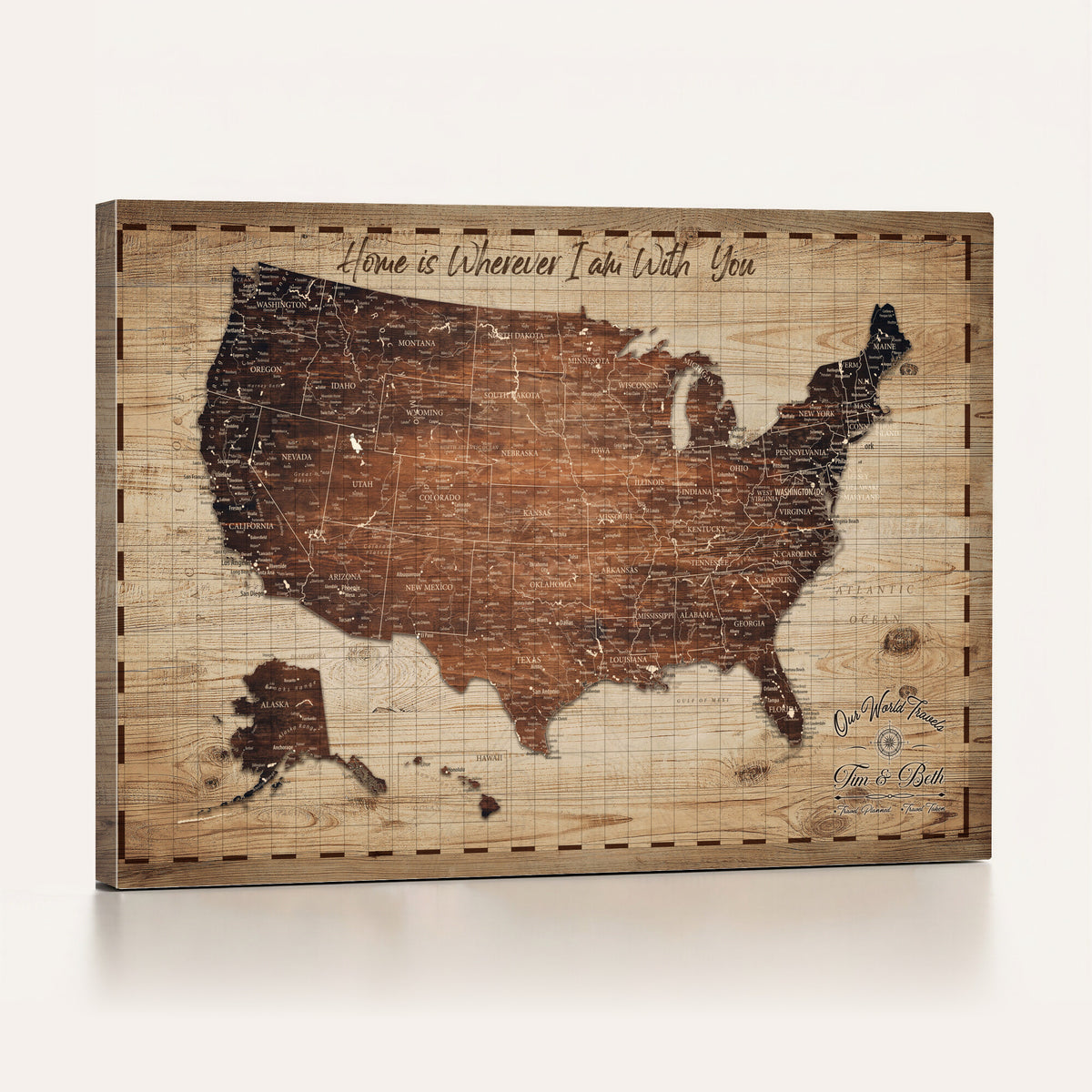 19102499U-MGV-CV-36X24 - Personalized USA Push Pin Travel Map Canvas for Adventure Wall Decor