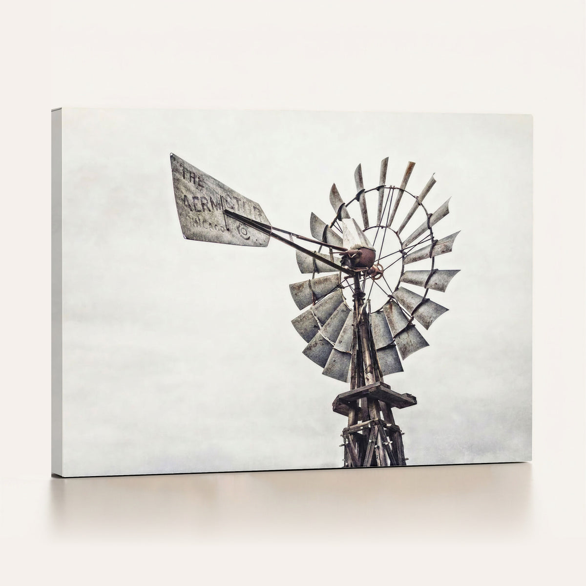 63200638-MGV-TP-24X36 - Vintage Rustic Farmhouse Windmill Canvas Wall Art - Western Country Landscape Print