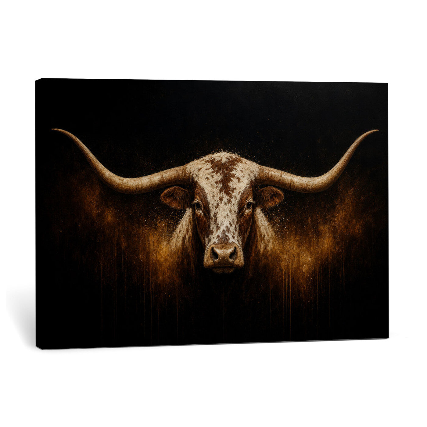 12628958-MGV-CV-36X24 - Texas Longhorn Canvas Wall Art Moody Western Bull Oil Painting Print